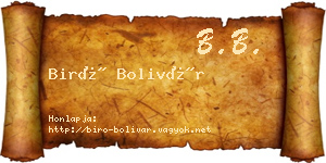 Biró Bolivár névjegykártya